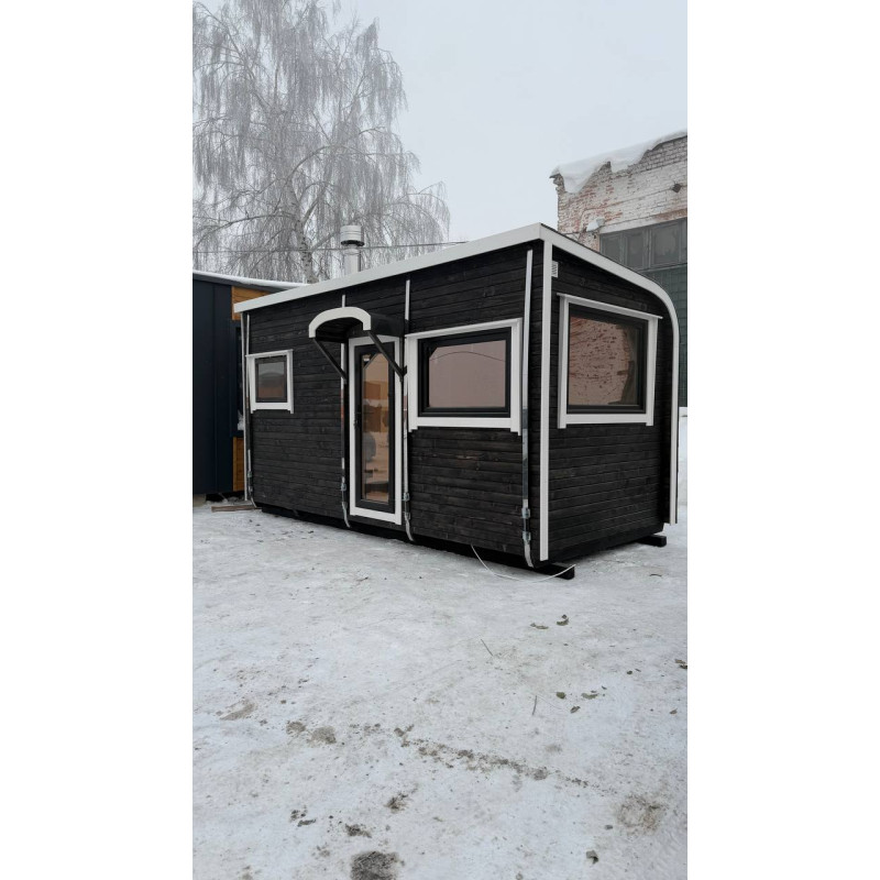 Баня Парус 4 метра из темного дерева