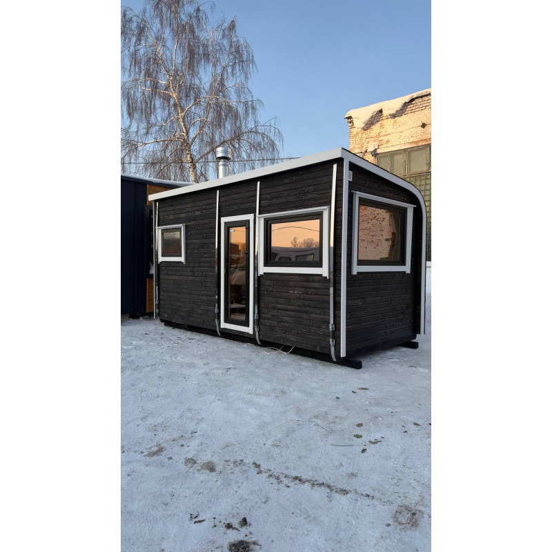 Баня Парус 4 метра из темного дерева