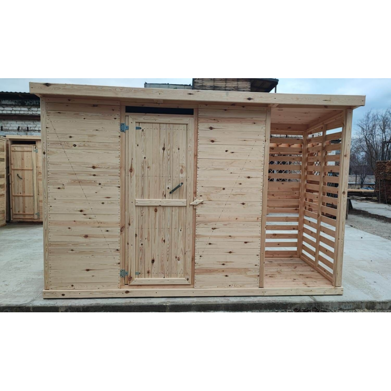 Деревянный сарай с дровником 3500x2200 мм