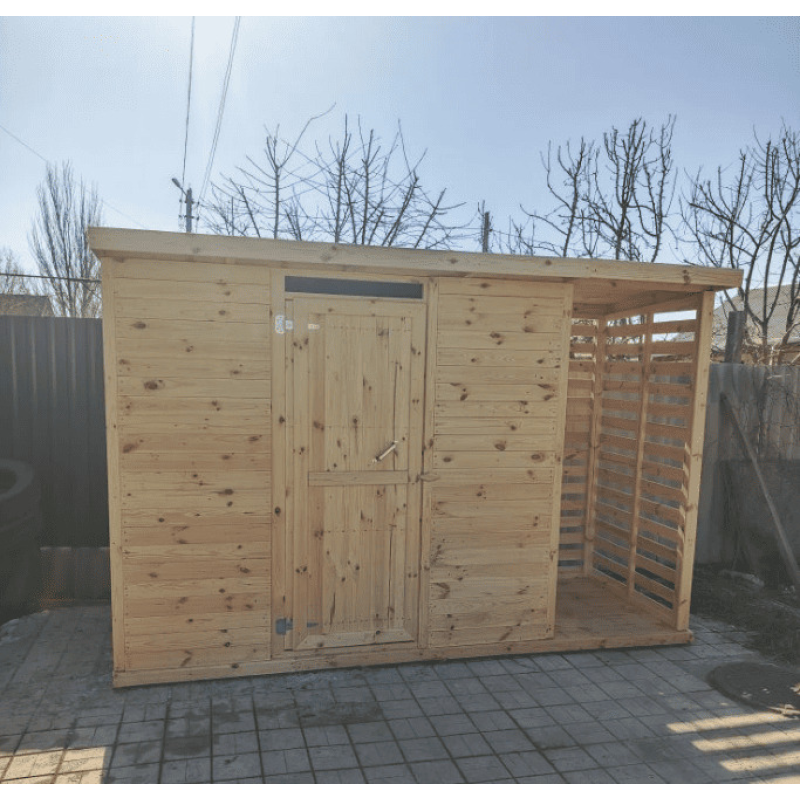 Деревянный сарай с дровником 3500x2200 мм