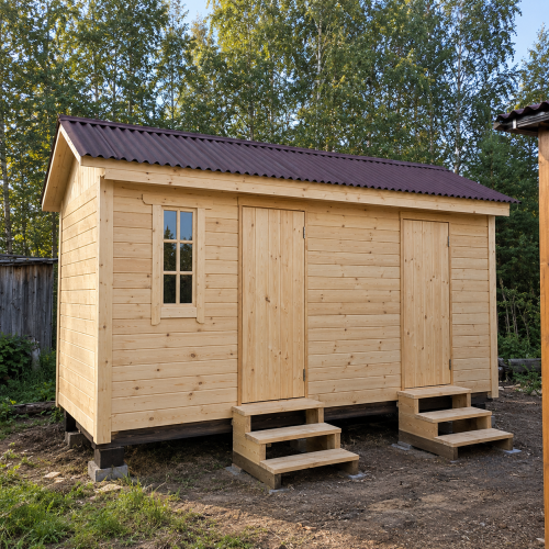 Деревянный хозблок для дачи 3500x2200 мм с двумя секциями