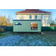 Каркасная баня 6x3 метра с двумя панорамными окнами