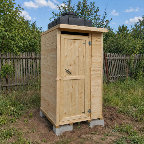 Компактный летний деревянный душ для дачи 1050x1050x2350 мм